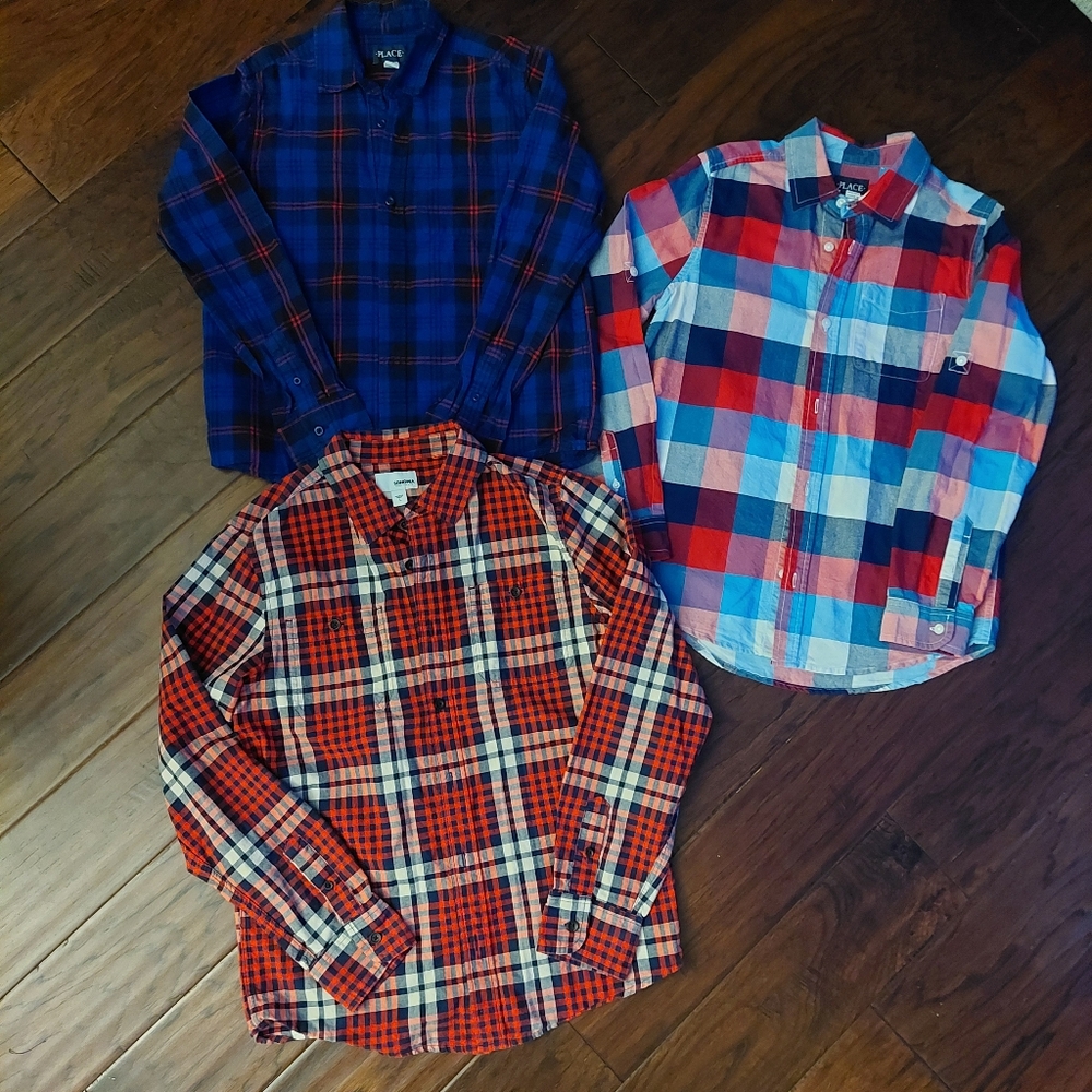 Bundle of 3 Boys Size Large Plaid Shirts